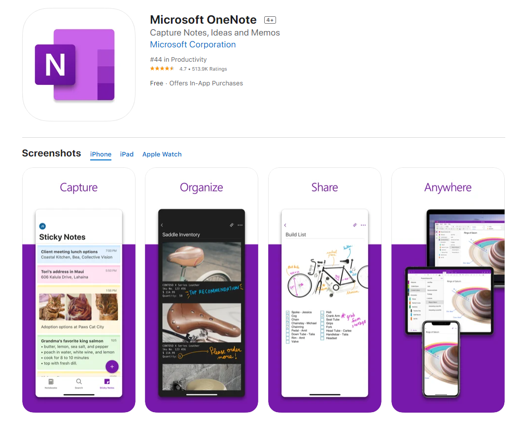 Microsoft OneNote App