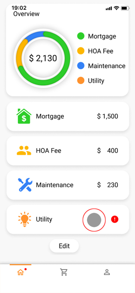 screen to pay and track utility bill