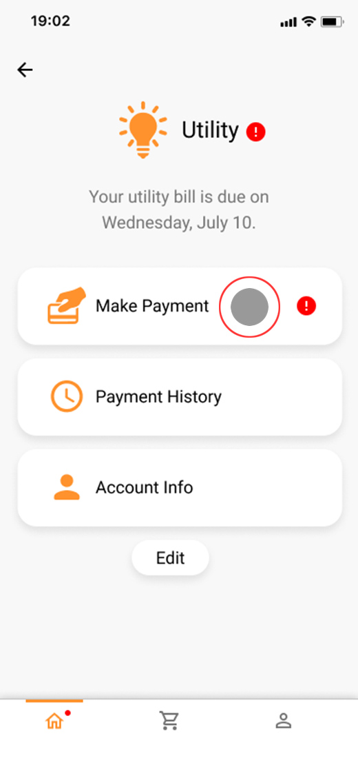 screen to pay and track utility bill