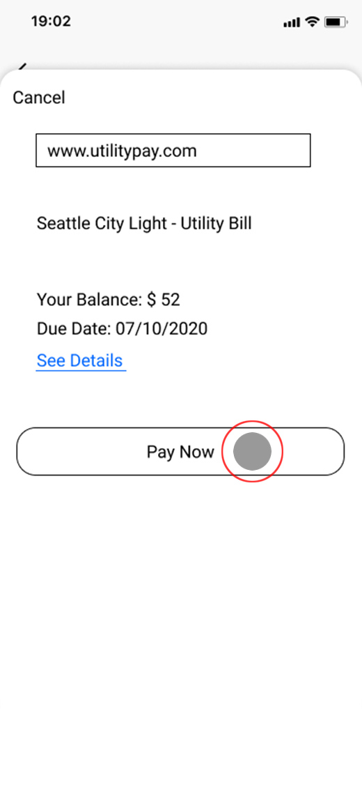 screen to pay and track utility bill