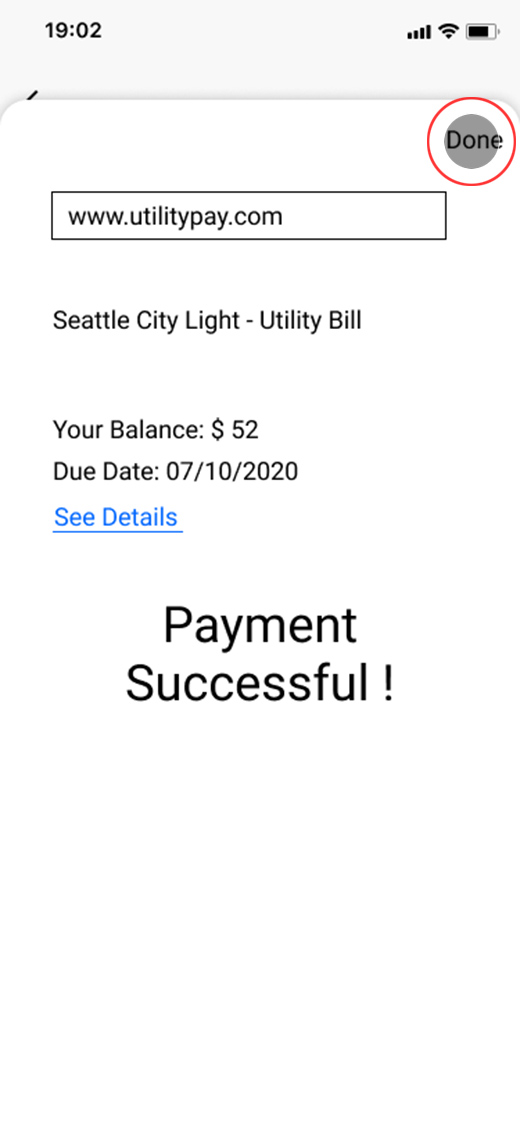screen to pay and track utility bill