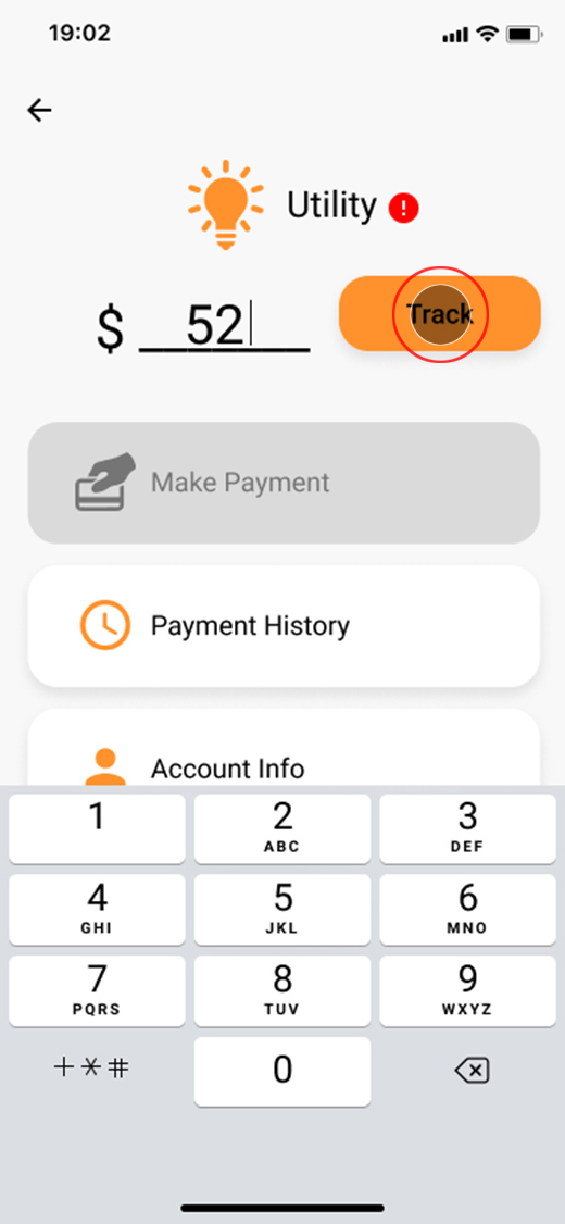 screen to pay and track utility bill