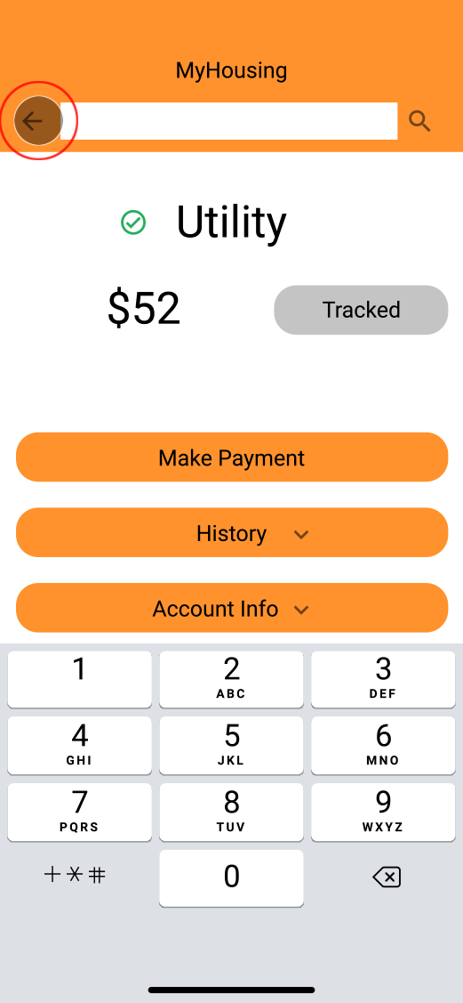 screen to pay and track utility bill