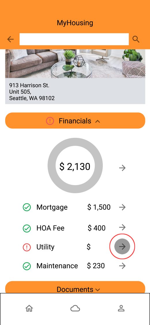 screen to pay and track utility bill