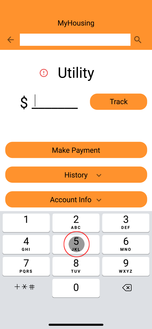 screen to pay and track utility bill