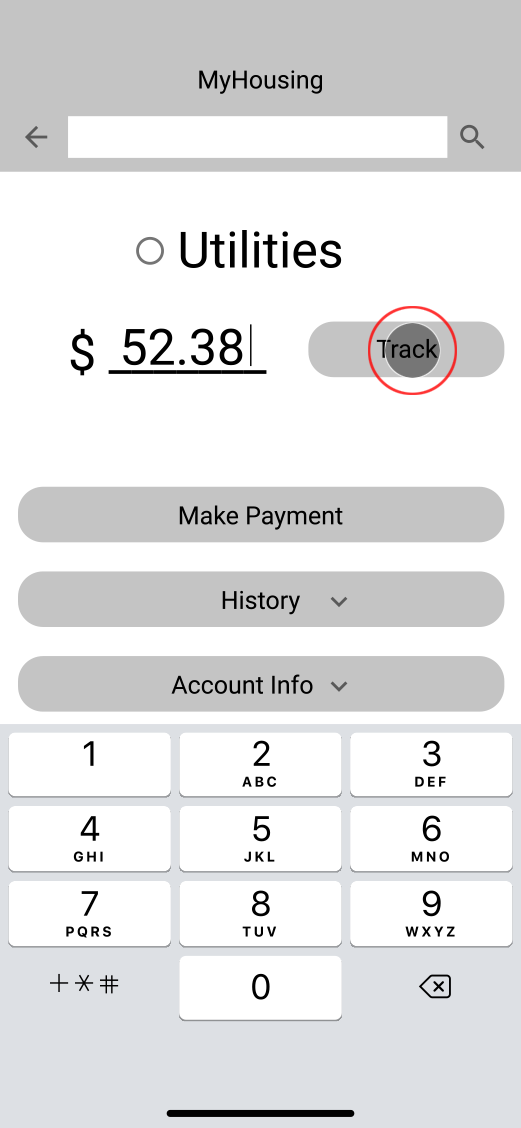 screen to pay and track utility bill